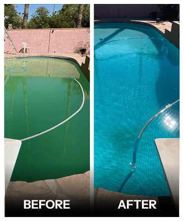 Before and after pool cleaning comparison