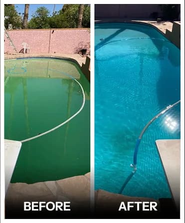 Before and after pool cleaning comparison