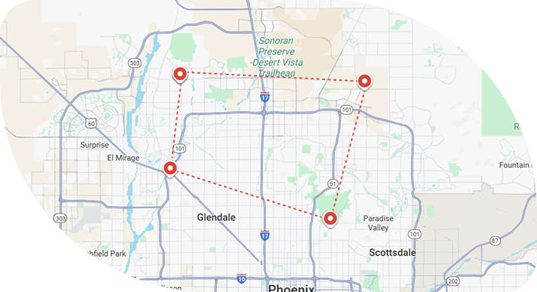 Desert Rose Pool Care service area map North Phoenix and Glendale